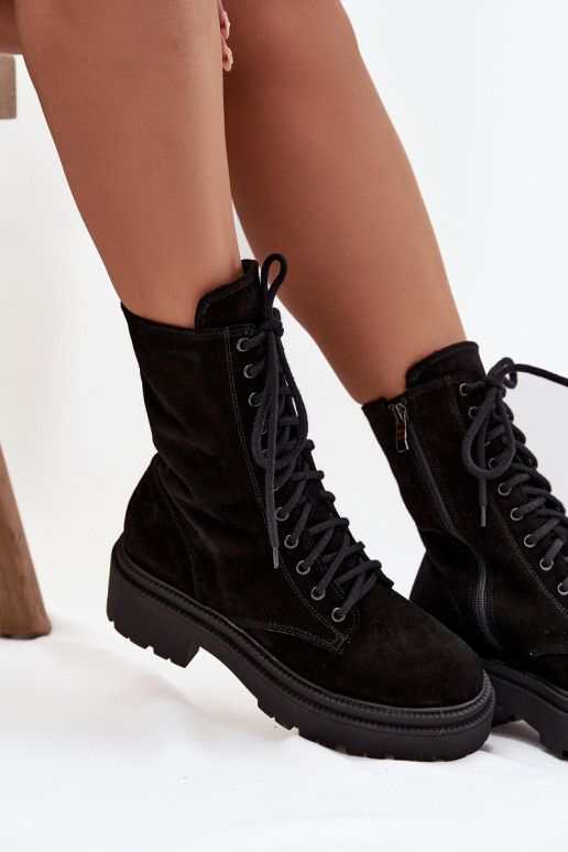 zābaki SieviešuIeslēgtsturalnego zamšādas siltināti Zazoo 4213 melnas krāsas