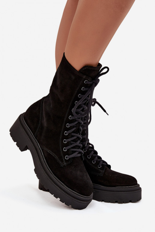 zābaki SieviešuIeslēgtsturalnego zamšādas siltināti Zazoo 4213 melnas krāsas