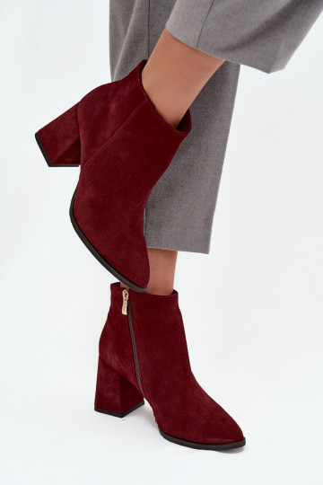 Sieviešu puszābakiIeslēgtsturalnego zamšādasu Obcas Słupek siltināti bordo krāsas Zazoo 3128