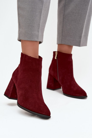 Sieviešu puszābakiIeslēgtsturalnego zamšādasu Obcas Słupek siltināti bordo krāsas Zazoo 3128 2