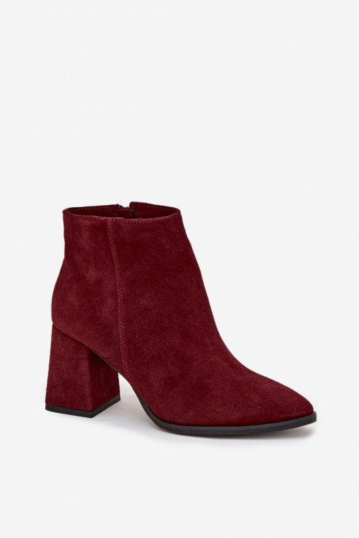 Sieviešu puszābakiIeslēgtsturalnego zamšādasu Obcas Słupek siltināti bordo krāsas Zazoo 3128