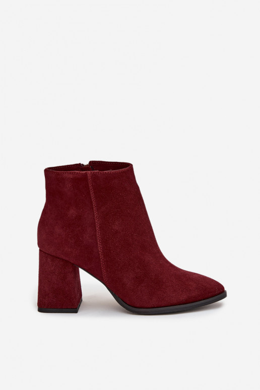 Sieviešu puszābakiIeslēgtsturalnego zamšādasu Obcas Słupek siltināti bordo krāsas Zazoo 3128