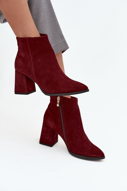 Sieviešu puszābakiIeslēgtsturalnego zamšādasu Obcas Słupek siltināti bordo krāsas Zazoo 3128