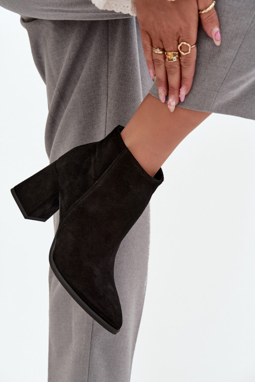 Sieviešu puszābakiIeslēgtsturalnego zamšādasu Obcas Słupek siltināti melnas krāsas Zazoo 3128