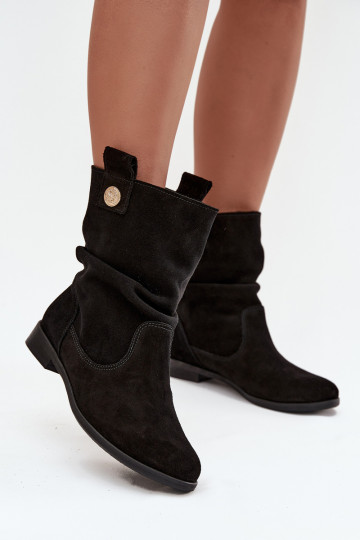 Āda Zamšādas kurpes Sieviešu Ar volāniem siltināti Zazoo 4210 melnas krāsas