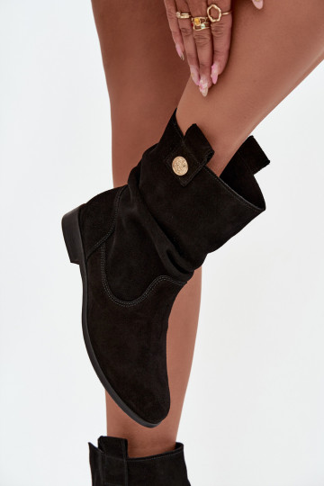 Āda Zamšādas kurpes Sieviešu Ar volāniem siltināti Zazoo 4210 melnas krāsas 2