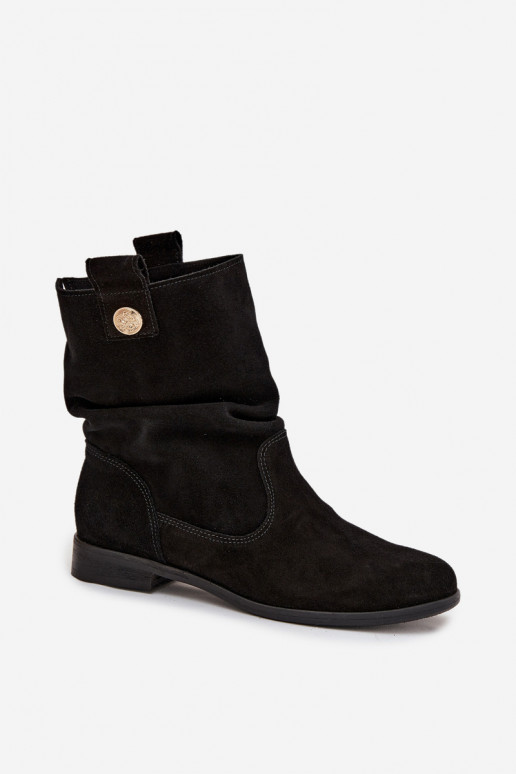 Āda Zamšādas kurpes Sieviešu Ar volāniem siltināti Zazoo 4210 melnas krāsas