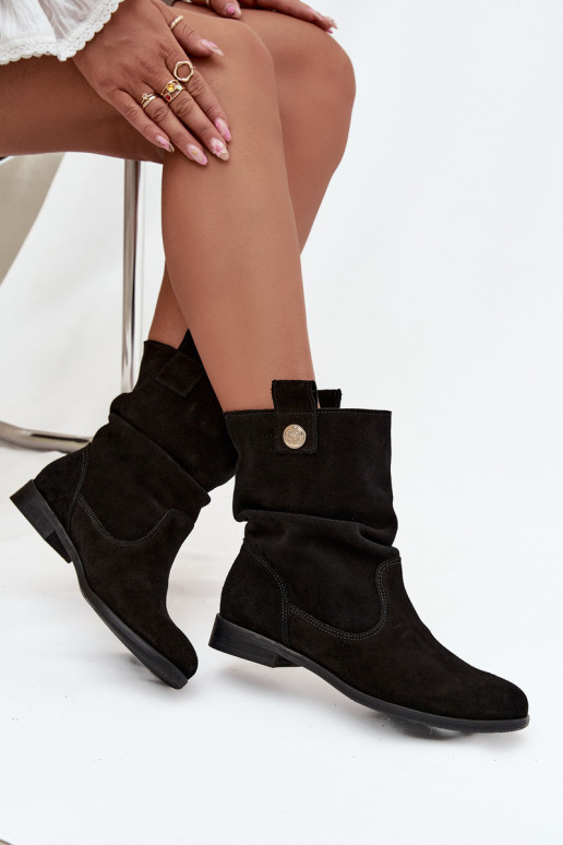 Āda Zamšādas kurpes Sieviešu Ar volāniem siltināti Zazoo 4210 melnas krāsas