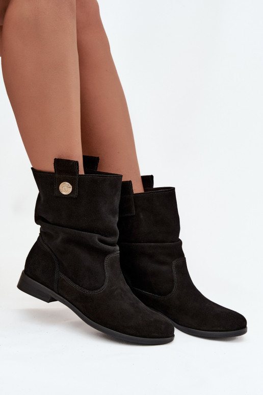 Āda Zamšādas kurpes Sieviešu Ar volāniem siltināti Zazoo 4210 melnas krāsas