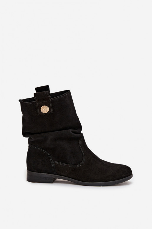 Āda Zamšādas kurpes Sieviešu Ar volāniem siltināti Zazoo 4210 melnas krāsas