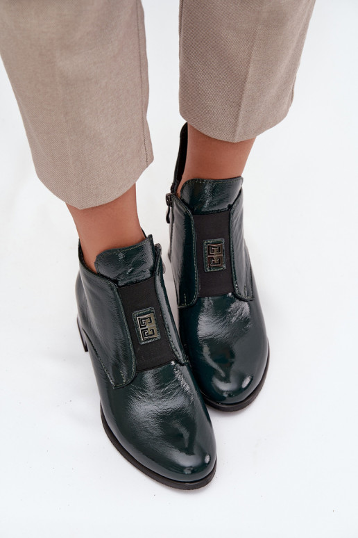 Āda Laque Sieviešu puszābaki Klockā Ar greznu Detalem siltināti Zazoo 60560 haki krāsas