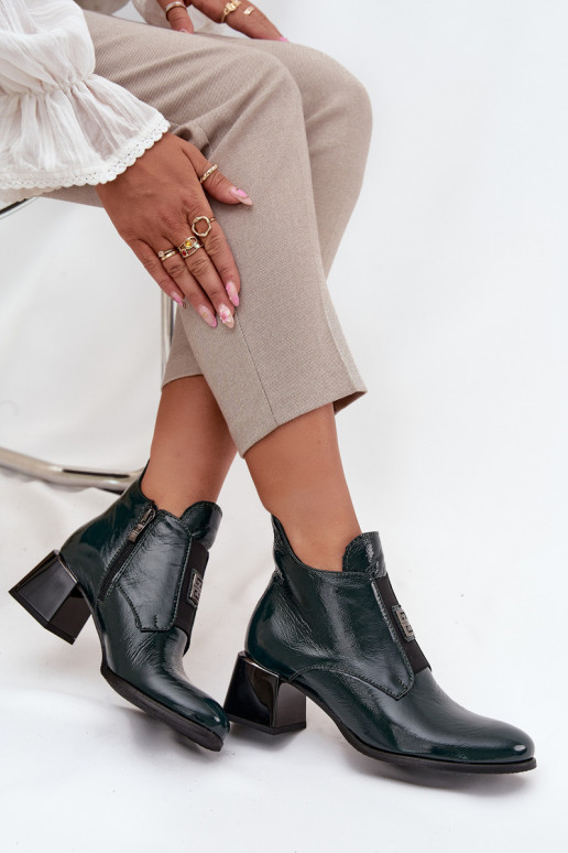 Āda Laque Sieviešu puszābaki Klockā Ar greznu Detalem siltināti Zazoo 60560 haki krāsas