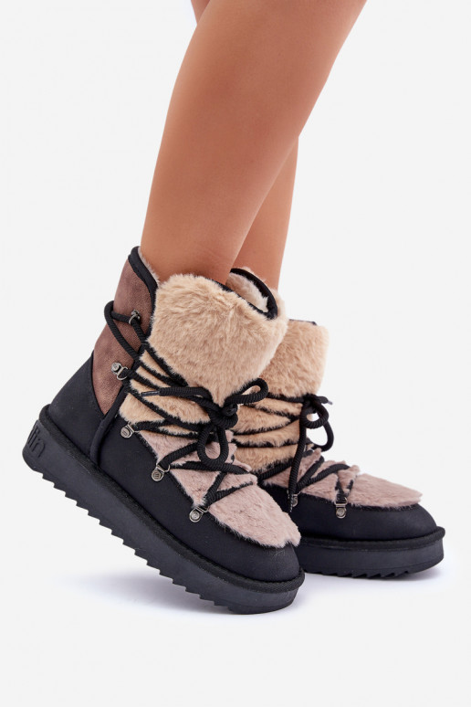 sniega apavi Sieviešu ar kažokādu D.Franklin DFSH370012 melnas krāsas