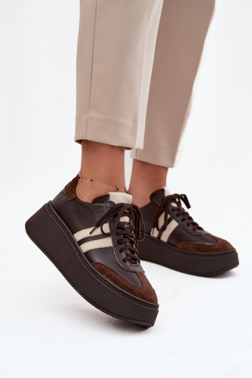 Āda Sneakers modeļa apavi Sieviešu ar platformu Zazoo 3775 CzekoladoIne