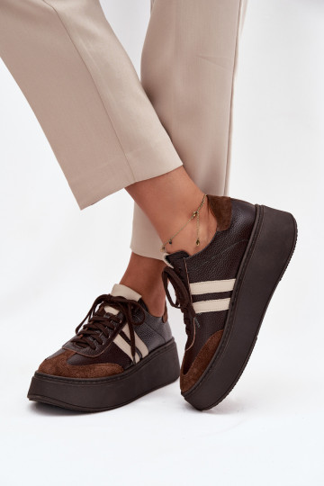 Āda Sneakers modeļa apavi Sieviešu ar platformu Zazoo 3775 CzekoladoIne 2