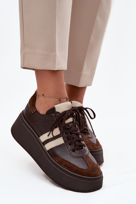 Āda Sneakers modeļa apavi Sieviešu ar platformu Zazoo 3775 CzekoladoIne