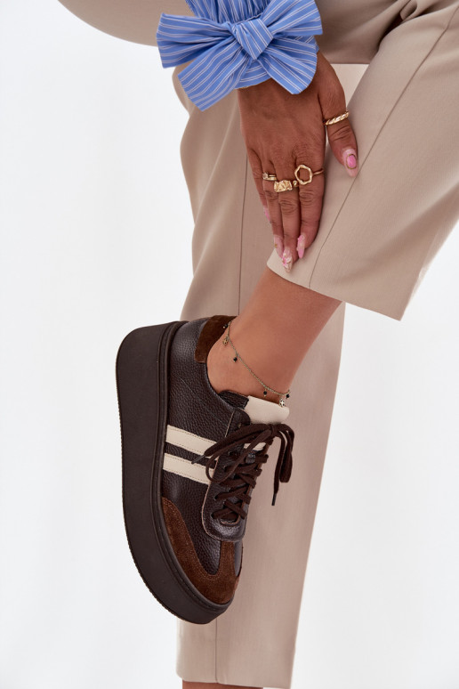 Āda Sneakers modeļa apavi Sieviešu ar platformu Zazoo 3775 CzekoladoIne