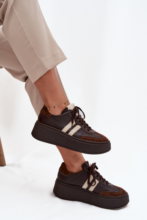 Āda Sneakers modeļa apavi Sieviešu ar platformu Zazoo 3775 CzekoladoIne
