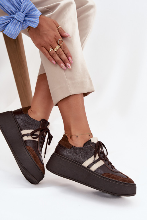 Āda Sneakers modeļa apavi Sieviešu ar platformu Zazoo 3775 CzekoladoIne