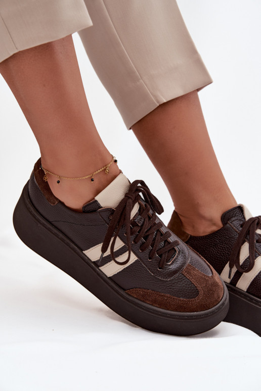 Āda Sneakers modeļa apavi Sieviešu ar platformu Zazoo 3775 CzekoladoIne