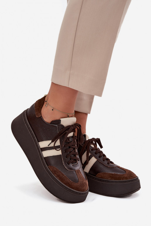 Āda Sneakers modeļa apavi Sieviešu ar platformu Zazoo 3775 CzekoladoIne