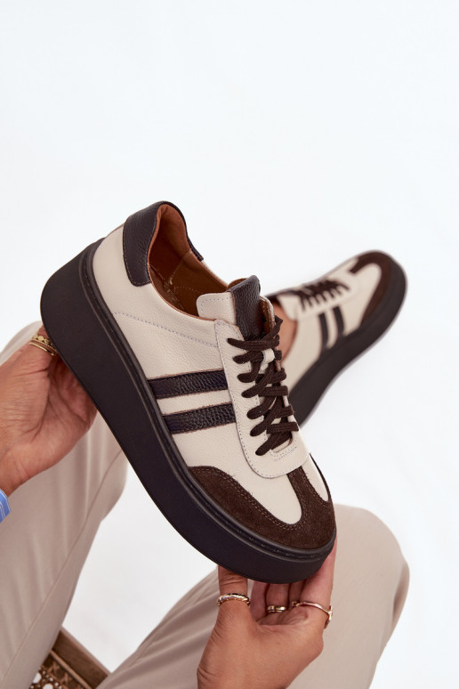 Āda Sneakers modeļa apavi Sieviešu ar platformu Zazoo 3775 smilšu krāsas-CzekoladoIne