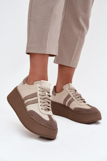 Āda Sneakers modeļa apavi Sieviešu ar platformu Zazoo 3775 smilšu krāsas 2