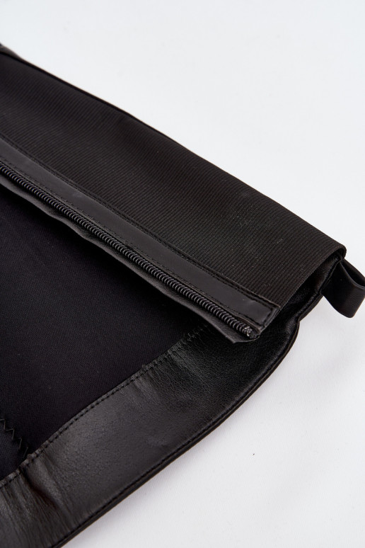 Sieviešu garie zābaki līdz ceļiem ar papēžiem, eko ādā, melnā krāsā Thalina