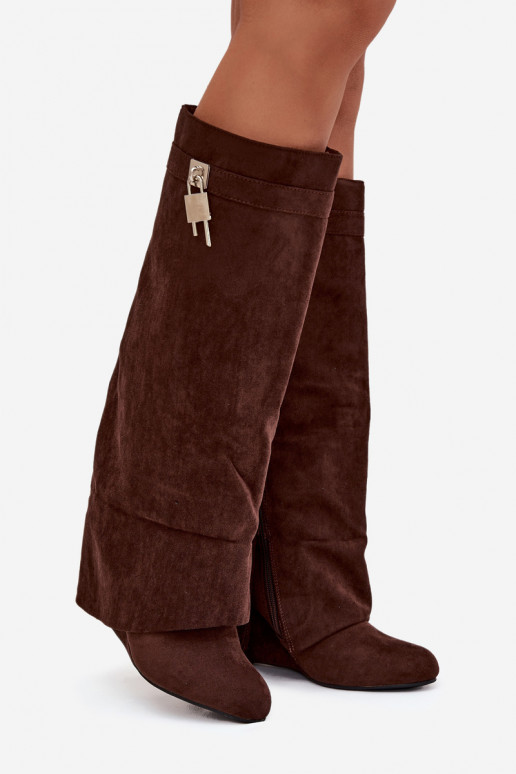 Garie zābaki ar platformu, siksniņām un sudraba detaļām šokolādes krāsā Korivelle