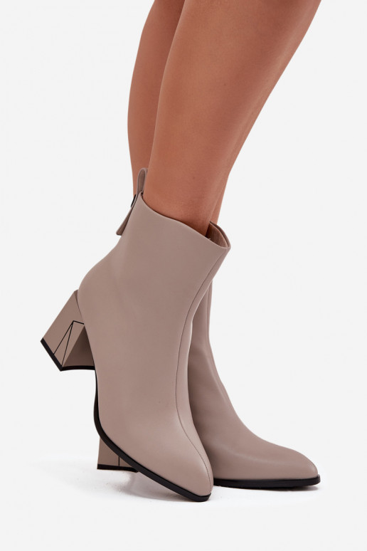 siltināti Sieviešu puszābaki ar papēdiIeslēgtsturalnej Skóry Vinceza 66812 Pelēkas krāsas