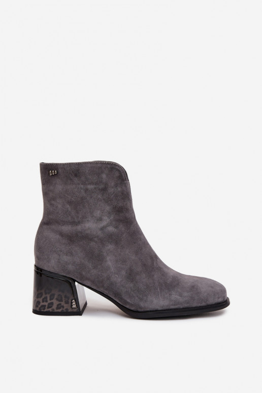 Sieviešu puszābakiIeslēgtsturalnego zamšādasu ar papēdi siltināti Vinceza 66806 Pelēkas krāsas