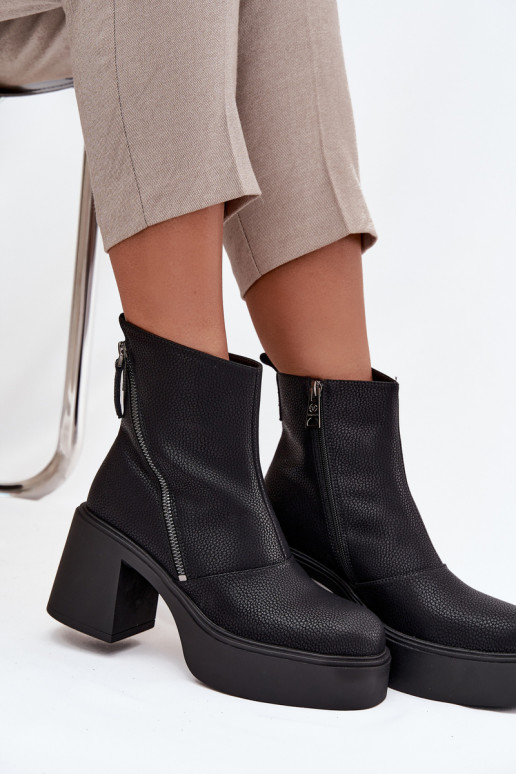 Āda siltināti Sieviešu puszābaki Un platforma Vinceza 66831 melnas krāsas