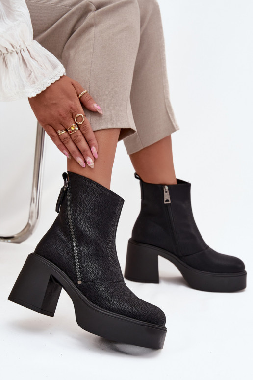 Āda siltināti Sieviešu puszābaki Un platforma Vinceza 66831 melnas krāsas