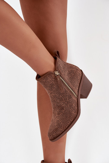 kovboju stila puszābaki Sieviešu ar papēdi S.Barski HY52-538 brūnas krāsas 2