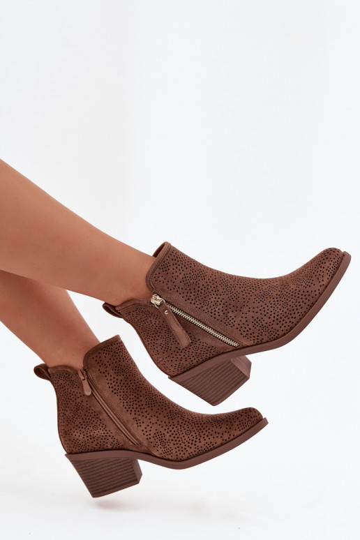 kovboju stila puszābaki Sieviešu ar papēdi S.Barski HY52-538 brūnas krāsas