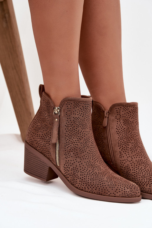 kovboju stila puszābaki Sieviešu ar papēdi S.Barski HY52-538 brūnas krāsas