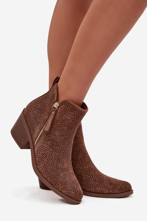 kovboju stila puszābaki Sieviešu ar papēdi S.Barski HY52-538 brūnas krāsas