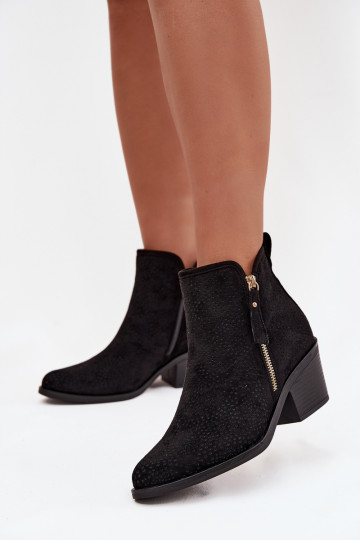 kovboju stila puszābaki Sieviešu ar papēdi S.Barski HY52-538 melnas krāsas 2