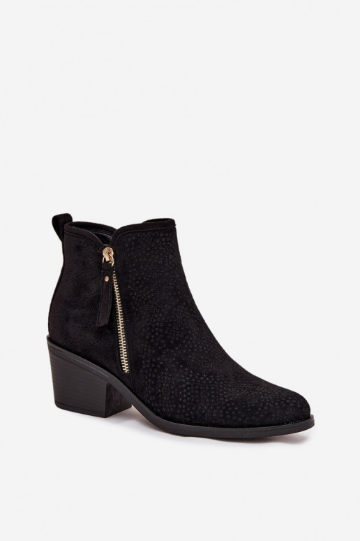 kovboju stila puszābaki Sieviešu ar papēdi S.Barski HY52-538 melnas krāsas