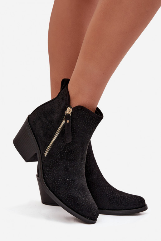 kovboju stila puszābaki Sieviešu ar papēdi S.Barski HY52-538 melnas krāsas