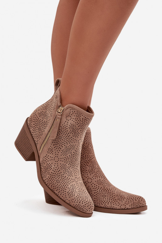 kovboju stila puszābaki Sieviešu ar papēdi S.Barski HY52-538 smilšu krāsas