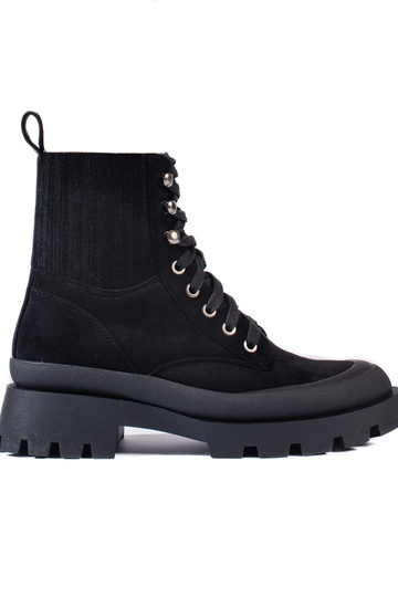 melnas krāsas sasiets zamšādas zābaki 2