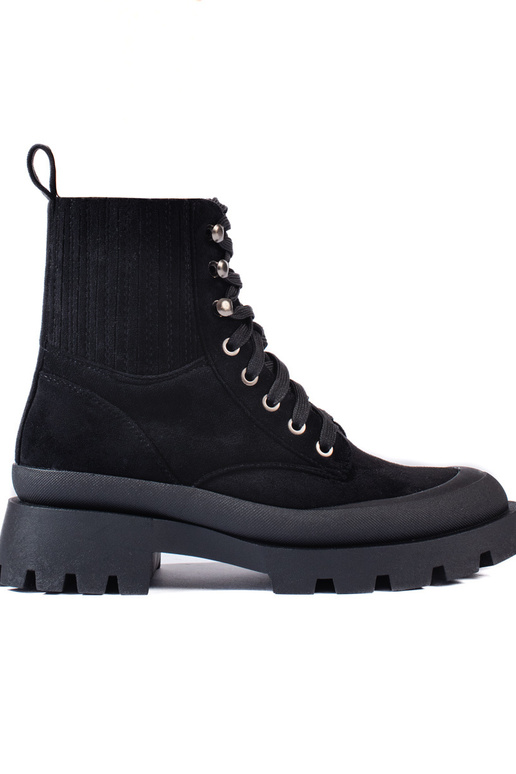 melnas krāsas sasiets zamšādas zābaki