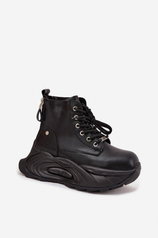 Āda siltināti Sieviešu puszābaki ar platformu GOE SS2N4301 melnas krāsas