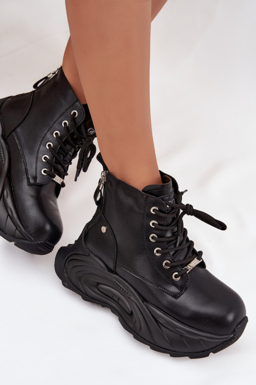 Āda siltināti Sieviešu puszābaki ar platformu GOE SS2N4301 melnas krāsas