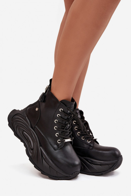 Āda siltināti Sieviešu puszābaki ar platformu GOE SS2N4301 melnas krāsas