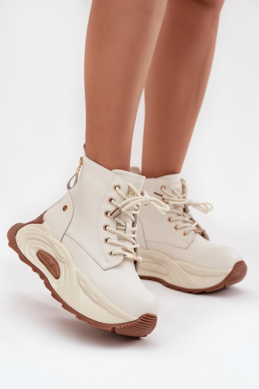 Āda siltināti Sieviešu puszābaki ar platformu GOE SS2N4300 Ziloņkaula krāsas