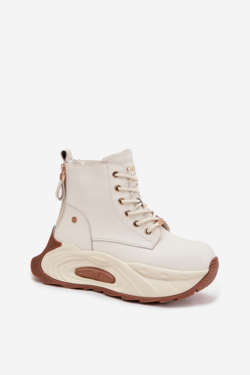 Āda siltināti Sieviešu puszābaki ar platformu GOE SS2N4300 Ziloņkaula krāsas