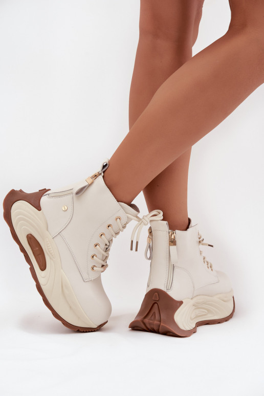 Āda siltināti Sieviešu puszābaki ar platformu GOE SS2N4300 Ziloņkaula krāsas