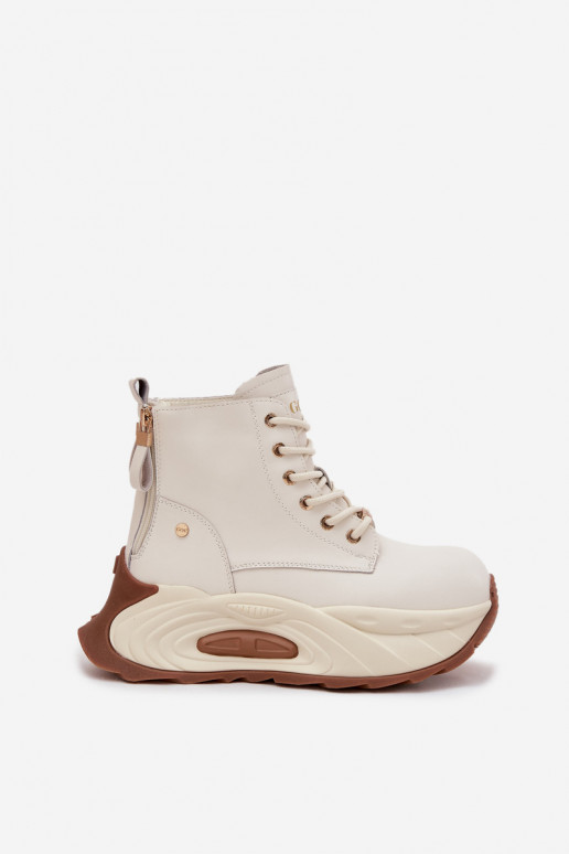 Āda siltināti Sieviešu puszābaki ar platformu GOE SS2N4300 Ziloņkaula krāsas